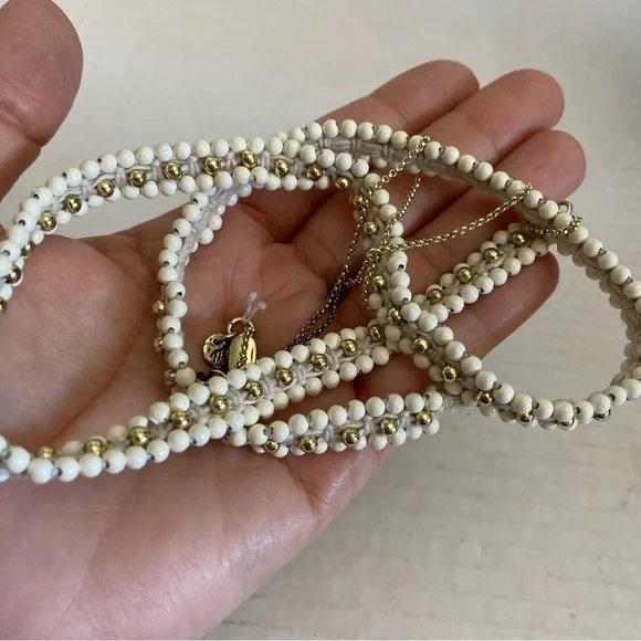 Madewell White Silver Round Beaded Necklace Jewelry Summer Spring Minimilist 36" - Picture 8 of 14